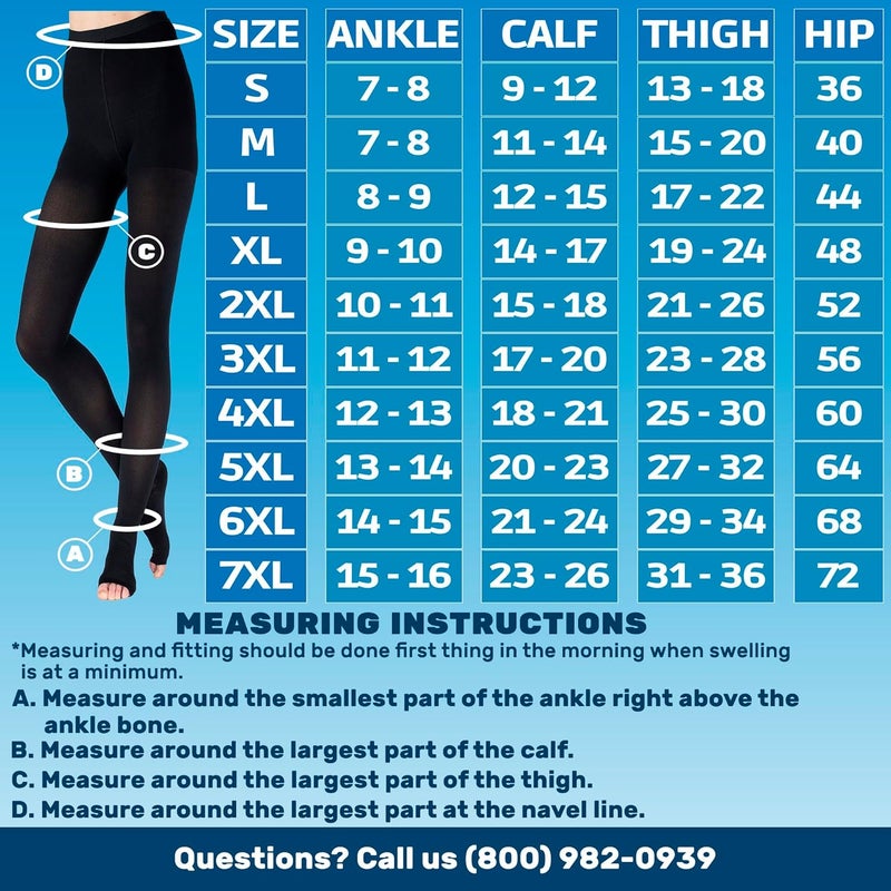 ABSOLUTE SUPPORT جوارب ضاغطة غير شفافة للنساء مع أصابع مفتوحة 20-30 مم زئبق - جوارب ضاغطة بأصابع مفتوحة لدعم الدورة الدموية، تجلط الأوردة العميقة، الأوردة المتورمة، قرح الأوردة - أسود، صغير - Image 4